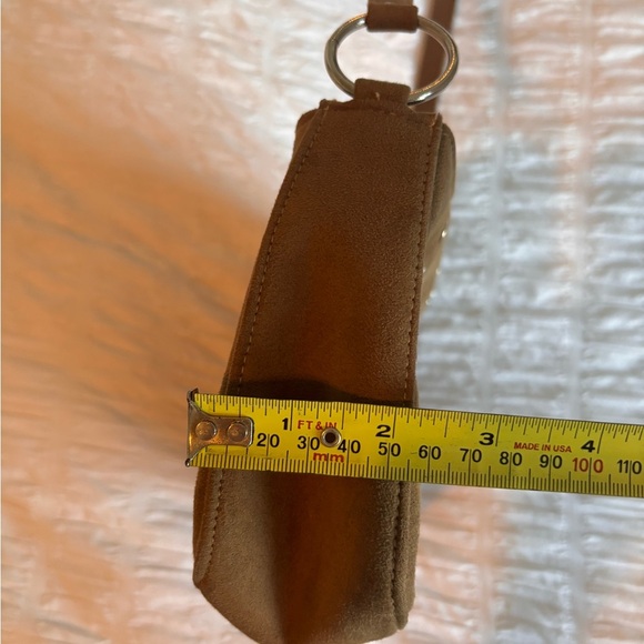 Suede Jeanne Lottie Dark Taupe Studded Shoulder Bag - Picture 9 of 9